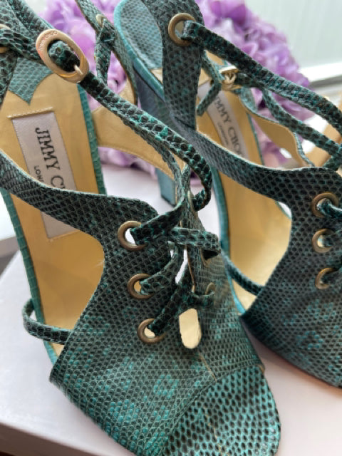 Jimmy Choo Lizard Open Toe Sz 39.5 Shoe
