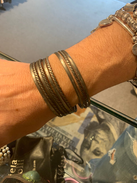 Multi Layer Silver Rope Cuff Bracelet