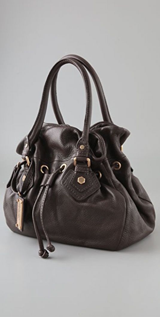 Marc By Marc Jacobs Classic Q Drawstringy Leather Bag NWT Brown Satchel Cross