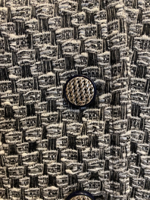 Chanel Grey And Black Tweed Sz 40 Jacket