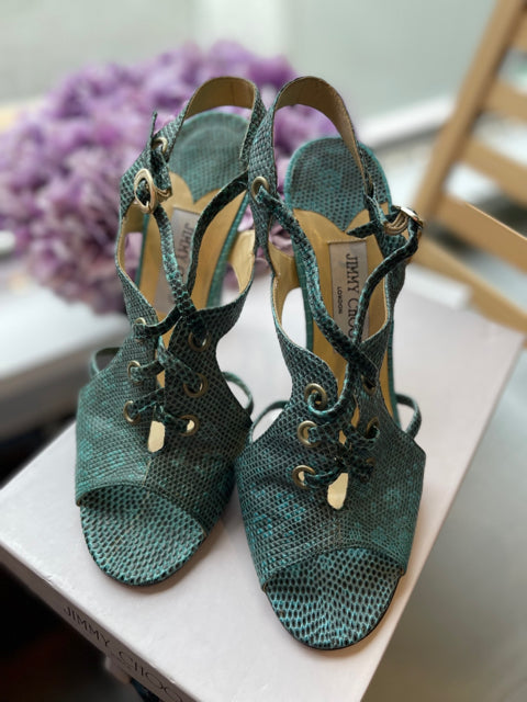 Jimmy Choo Lizard Open Toe Sz 39.5 Shoe