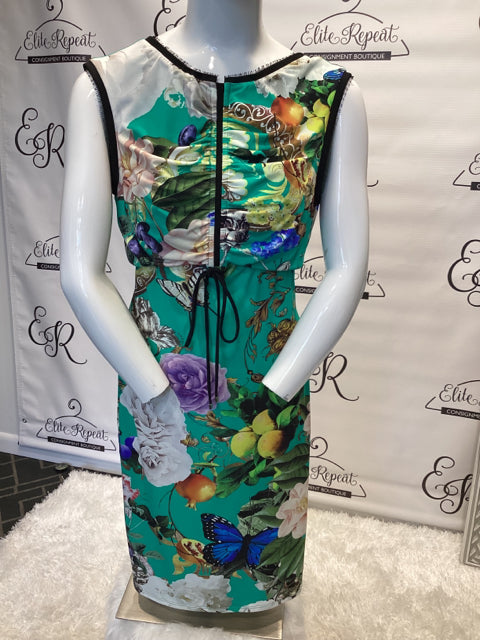 Roberto Cavalli Green Floral Print Sz 44 Dress