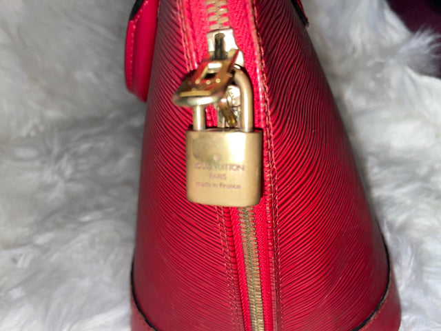 Louis Vuitton Red Epi Alma Hand Bag Satchel