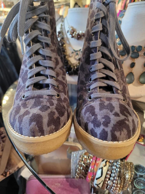 Stella McCartney Sz 37 Leopard Wedge Bootie