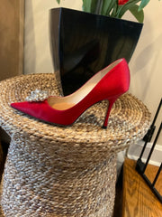 Jimmy Choo Satin Pump With Pearls Sz 38.5 Shoe