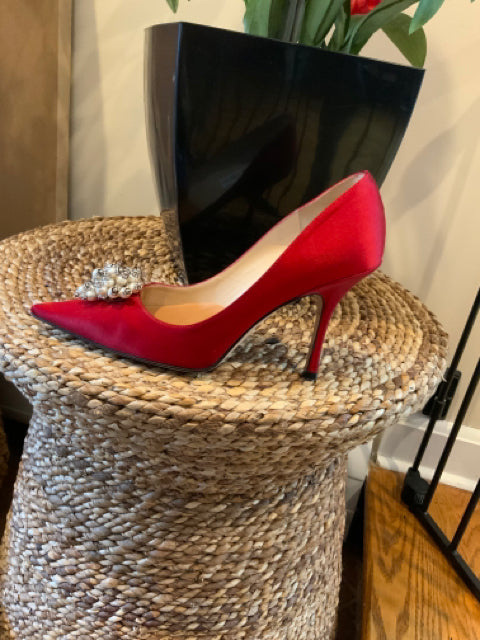 Jimmy Choo Satin Pump With Pearls Sz 38.5 Shoe
