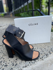 Celine Peep Toe Sandal Size 40.5 Shoe Leather