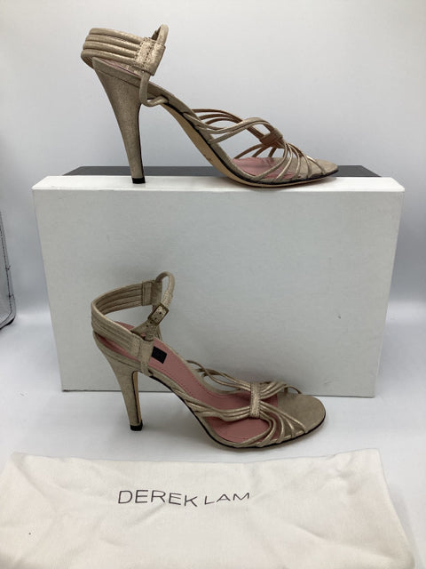 Derek Lam Sz 8 Open Toe Heel Shoe  

Skinny straps
Buckle ankle strap 
Heel height 3.5"