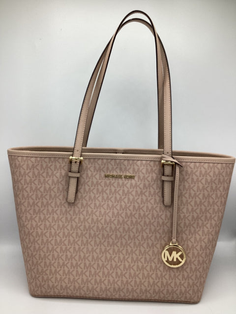 Michael Kors MK Logo Tote Handbag Bag   
Blush Pink
Double flat strap
Gold tone hardware