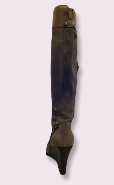 Dolce & Gabbana Sz 38 Suede Wedge  Boots  New In Box