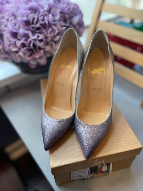 Christian Louboutin Pigalle Follies 100 Glitter Mini Degrade Sz 40 Shoe