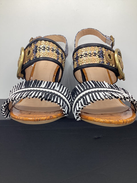 Coach Sz 8.5 Robin C Buckle Raffia Slingback Sandal Shoe