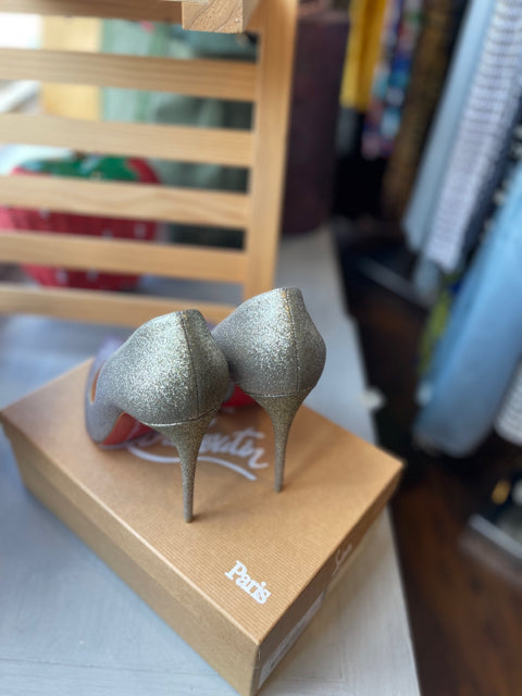 Christian Louboutin Pigalle Follies 100 Glitter Mini Degrade Sz 40 Shoe