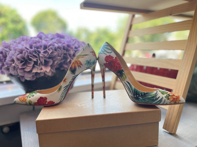 Christian Louboutin Pigalle Follies 100 Calf Hawaii Sz 40