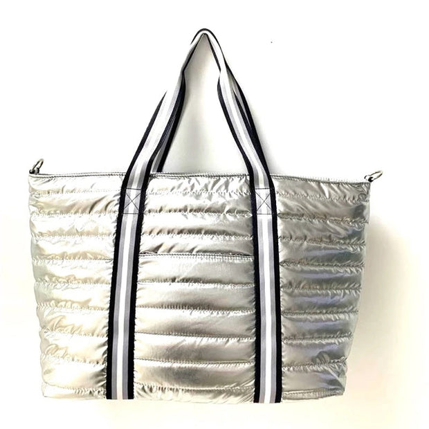 SIlver Puffer Tote 3 pc Set