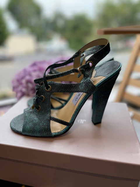 Jimmy Choo Lizard Open Toe Sz 39.5 Shoe