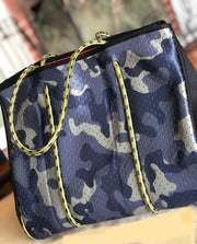 Neoprene Green Camo Orange Neon Stripe Tote