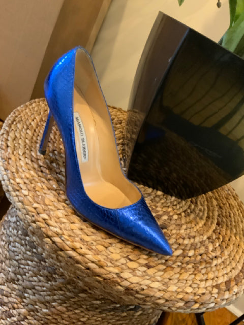 Manolo Blahnik As Is Bibi Snake Pump Sz 38.5 Shoe