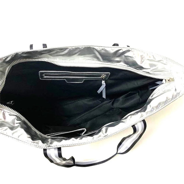 SIlver Puffer Tote 3 pc Set