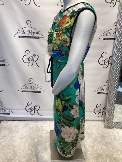 Roberto Cavalli Green Floral Print Sz 44 Dress