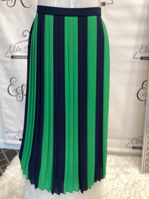 J Crew Sz 2 Green & Navy Striped Skirt