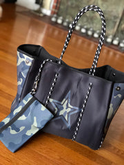 Neoprene Green Camo w Star Tote
