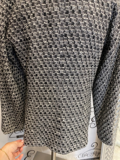 Chanel Grey And Black Tweed Sz 40 Jacket