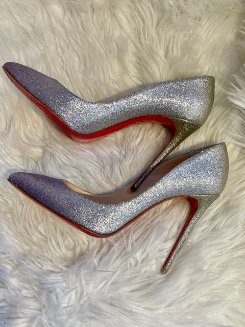 Christian Louboutin Pigalle Follies 100 Glitter Mini Degrade Sz 40 Shoe
