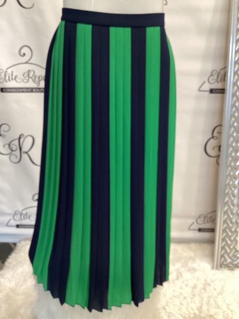 J Crew Sz 2 Green & Navy Striped Skirt