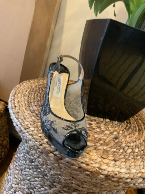 Jimmy Choo As Is Nova Black Lace Sz 38 Shoe
