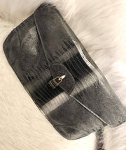 Due Fratelli Italian Leather Python Embossed Envelope Clutch w/ Lock