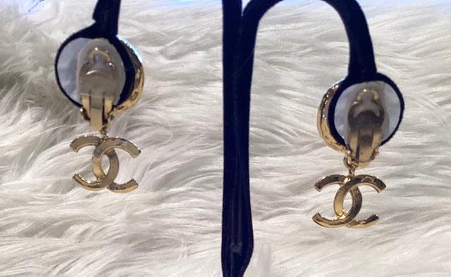Chanel Pearl CC Dangle Earrings