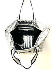 SIlver Puffer Tote 3 pc Set