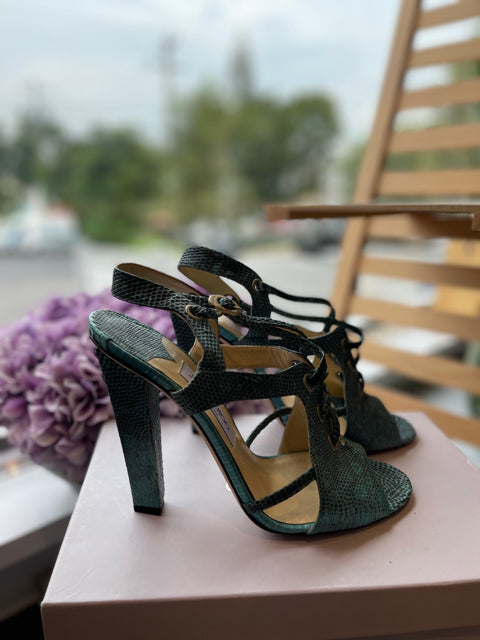 Jimmy Choo Lizard Open Toe Sz 39.5 Shoe