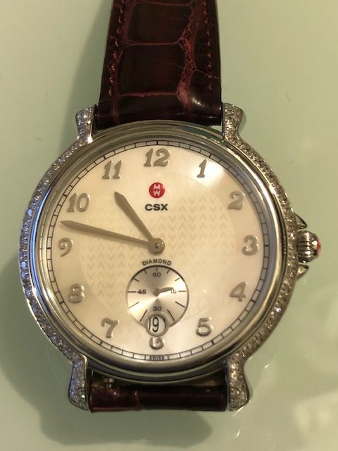 Michele CSX Watch Leather Croc Embossed Band