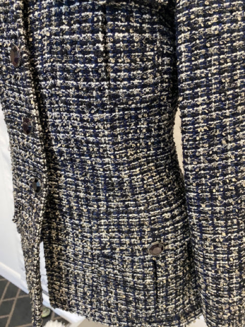 Chanel Jacket Navy Tweed Sz 40 Jacket