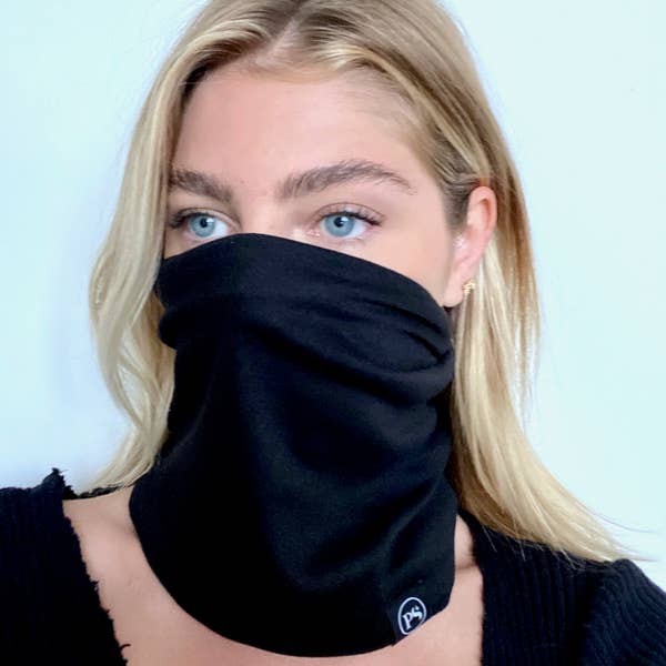 Black Messy Bun Peek a Boo Beanie / Face Covering
